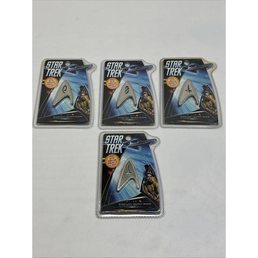 Lot Of 4 Star Trek 2009 Movie Deluxe QMX Magnetic Metal Insignia Badge 3 Diff